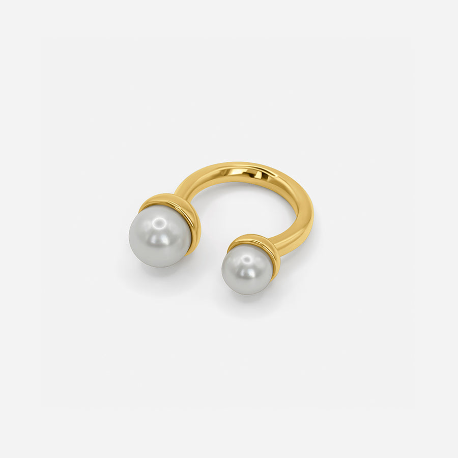 18K DOUBLE PEARL RING